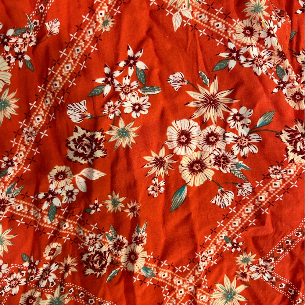 Anthropologie Red Floral Wrap Dress - Picture 6 of 6